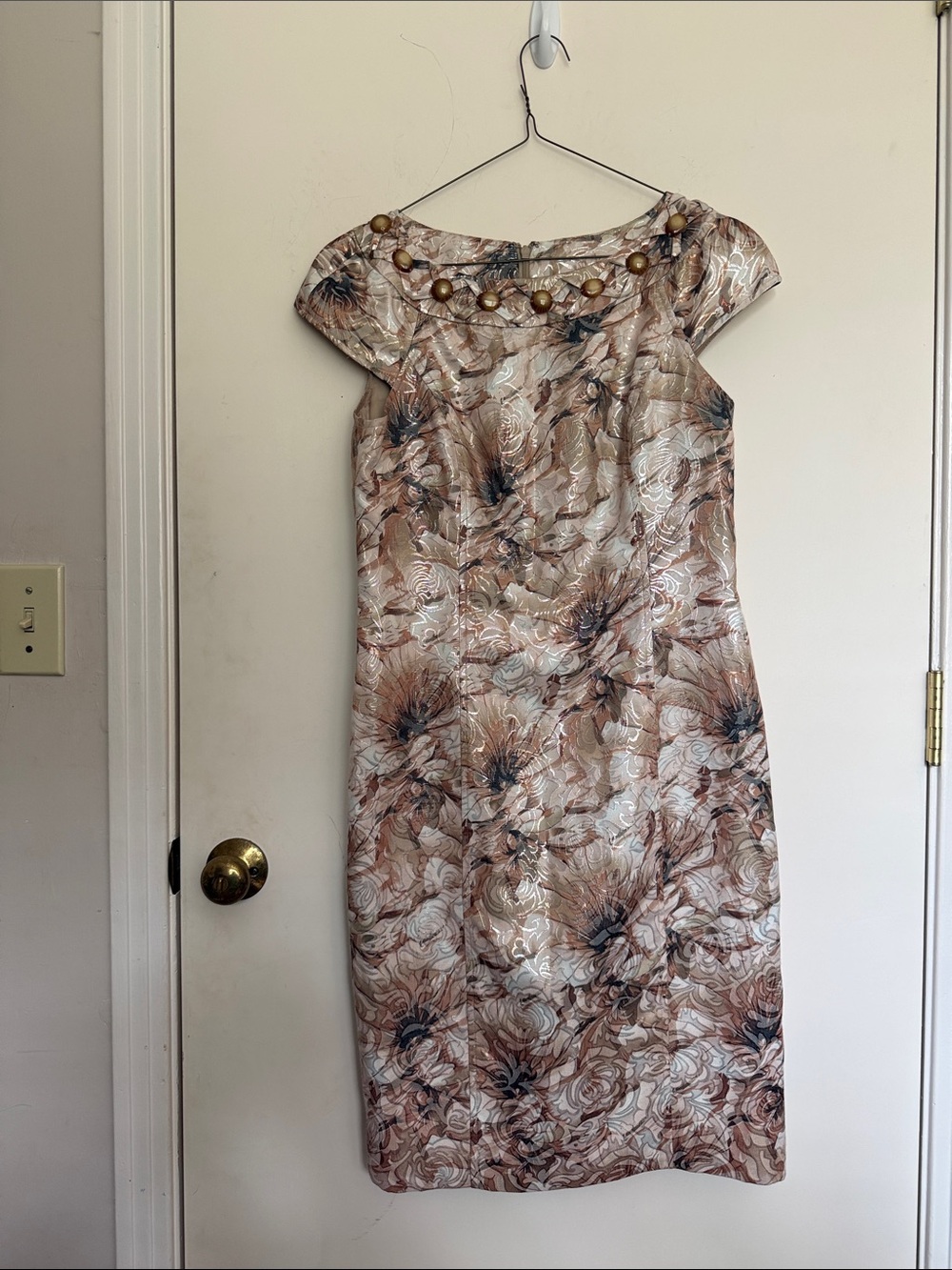 Madison Floral Midi Dress in Blush, Cream and Black